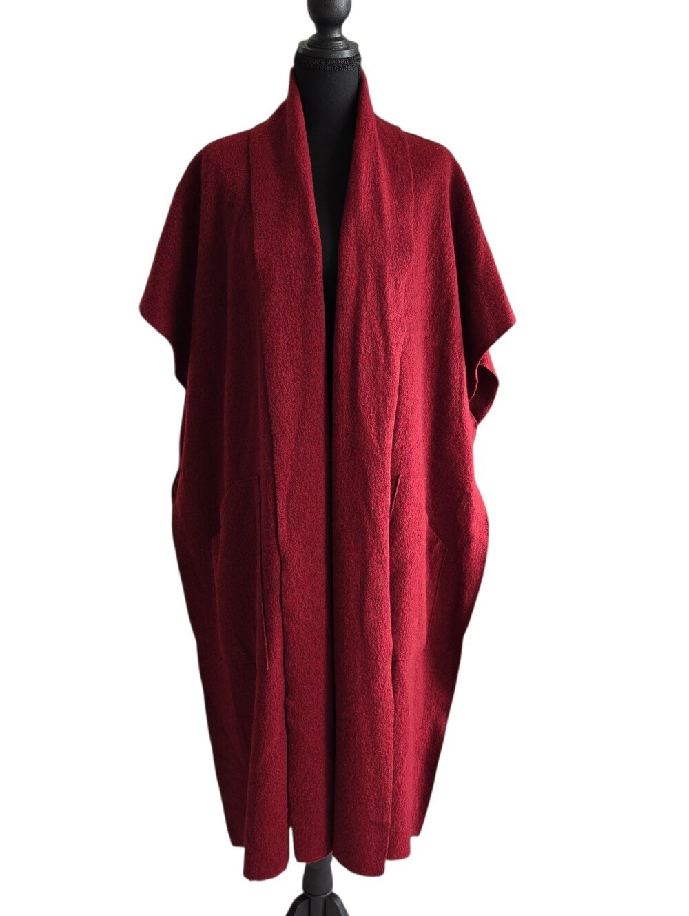 Eileen Fisher Open Front Boiled Wool Oversized Serape Poncho Size S/M